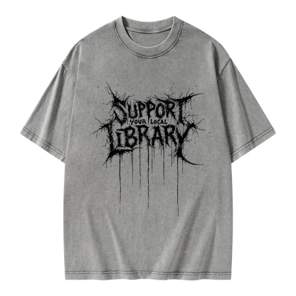 Pagewings Support Your Local Library Unisex Washed T-shirt