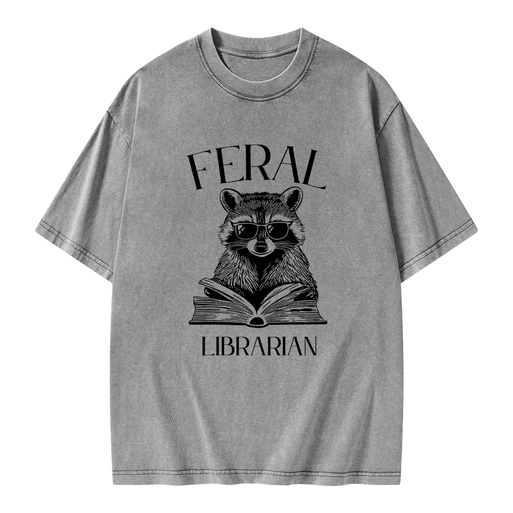 Pagewings Feral Librarian Unisex Washed T-shirt