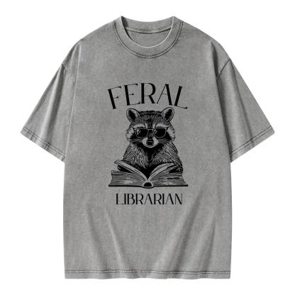 Pagewings Feral Librarian Unisex Washed T-shirt