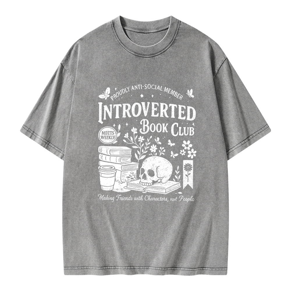 Pagewings Introverted Book Club Unisex Washed T-shirt