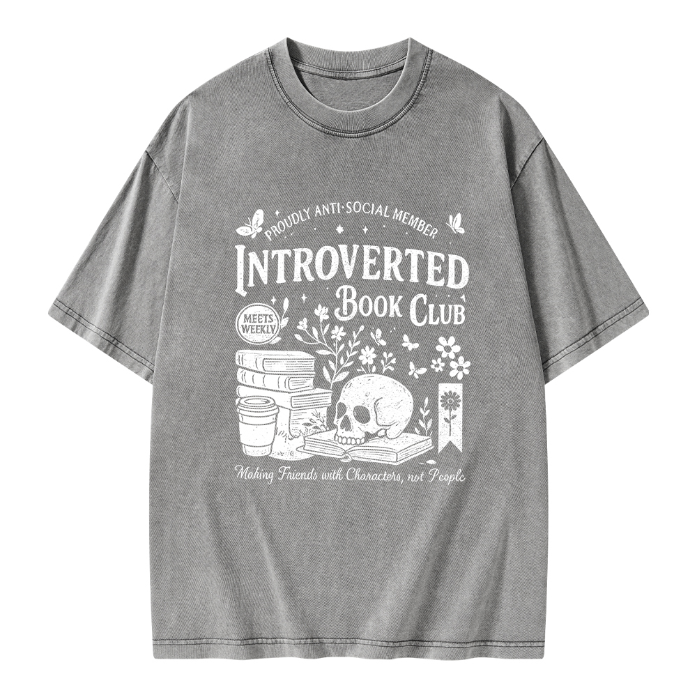 Pagewings Introverted Book Club Unisex Washed T-shirt