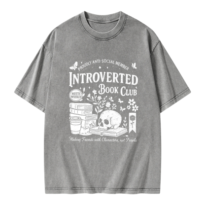 Pagewings Introverted Book Club Unisex Washed T-shirt