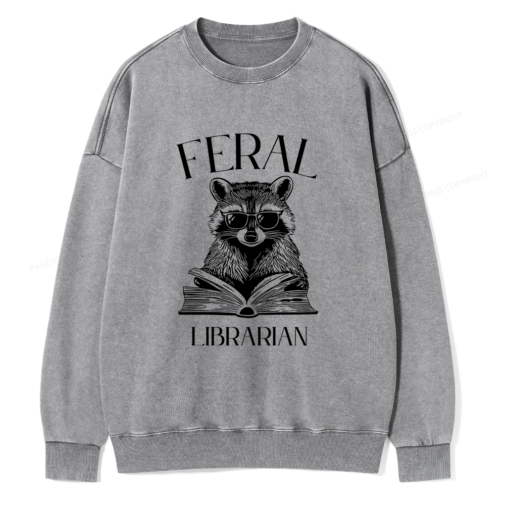 Pagewings Feral Librarian Unisex Washed Sweatshirt
