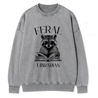 Pagewings Feral Librarian Unisex Washed Sweatshirt