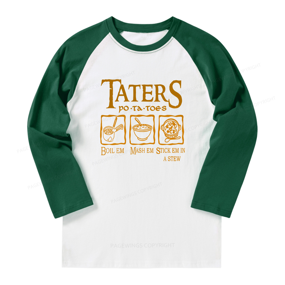 Pagewings Taters PoTaToes Long Sleeve Raglan T-shirt