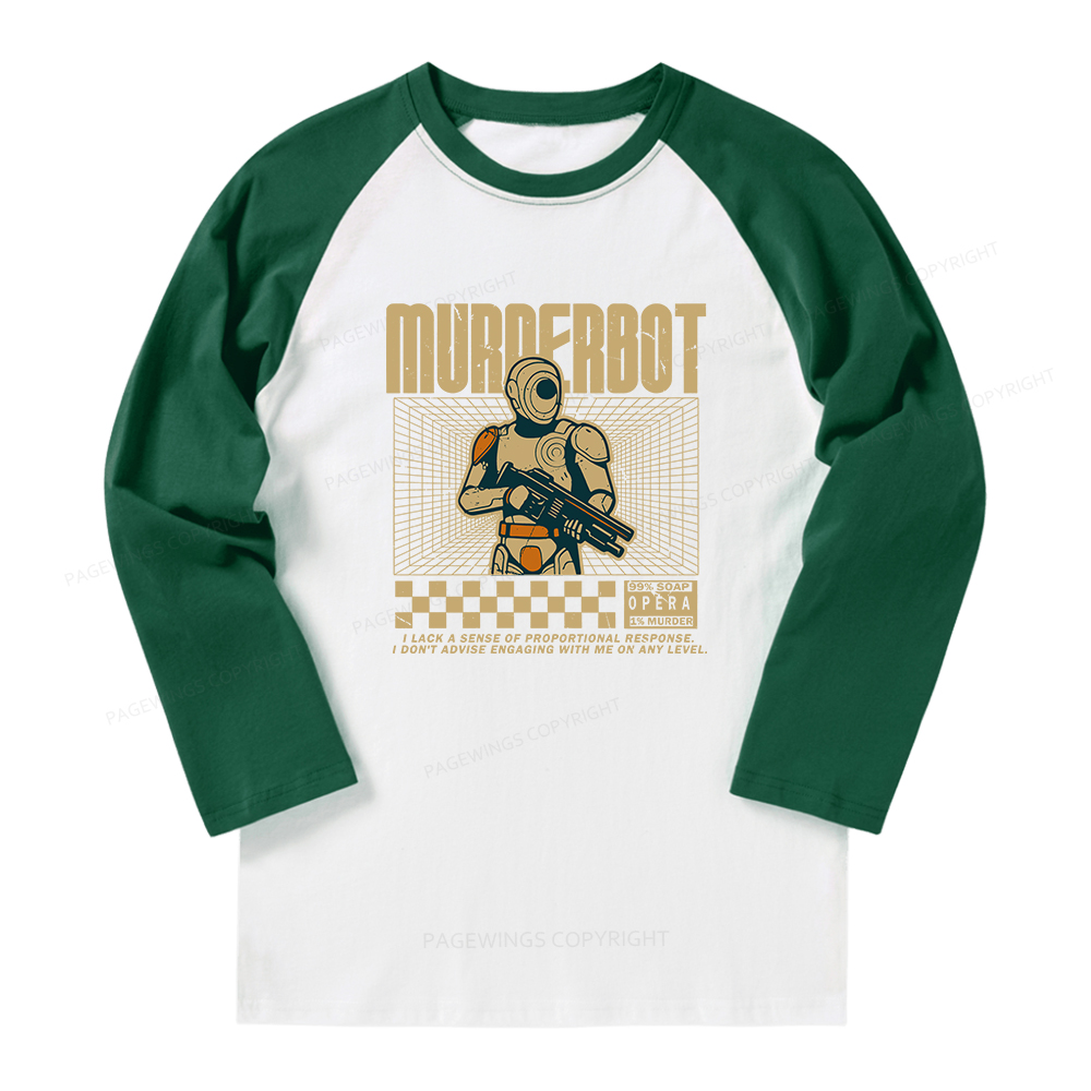 Pagewings Murderbot Long Sleeve Raglan T-shirt