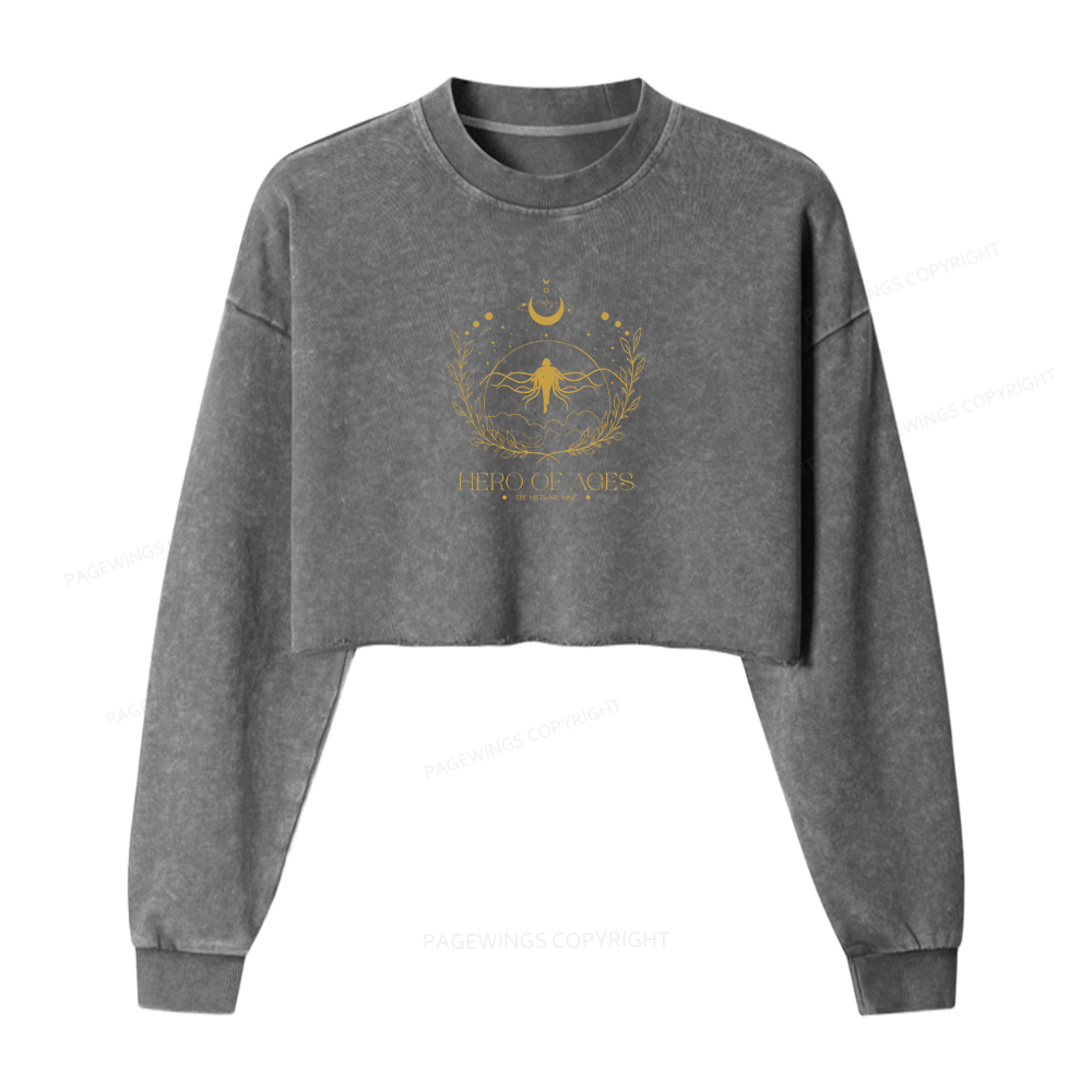 Pagewings Hero Women Washed Crop Sweatshirt