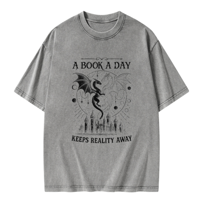 Pagewings A Book A Day Keeps Reality Away Unisex Washed T-shirt