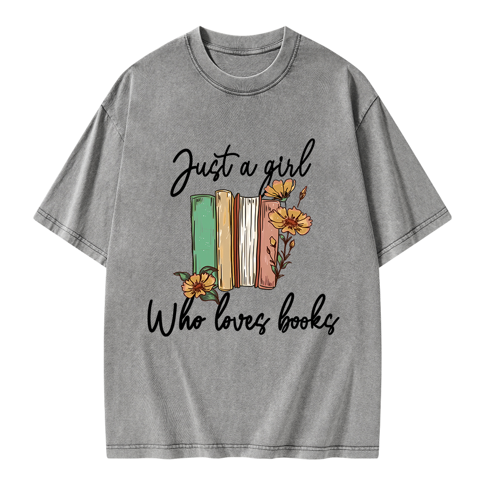 Pagewings Just A Girl Who Loves Books Unisex Washed T-shirt