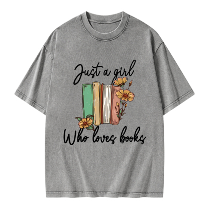 Pagewings Just A Girl Who Loves Books Unisex Washed T-shirt
