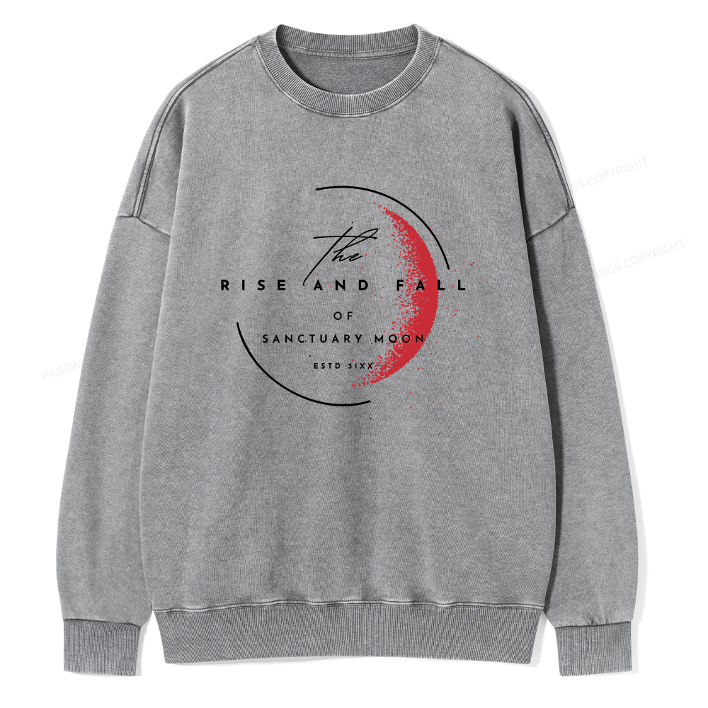 Pagewings The Rise and Fall of Sanctuary Moon Unisex Washed Sweatshirt
