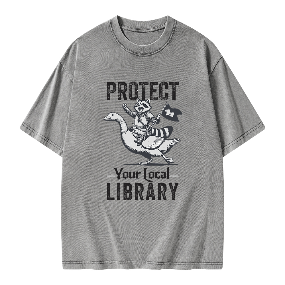 Pagewings Protect Your Local Library Unisex Washed T-shirt