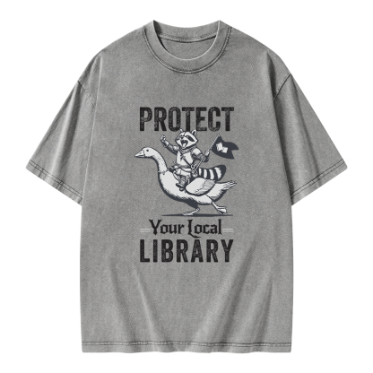 Pagewings Protect Your Local Library Unisex Washed T-shirt