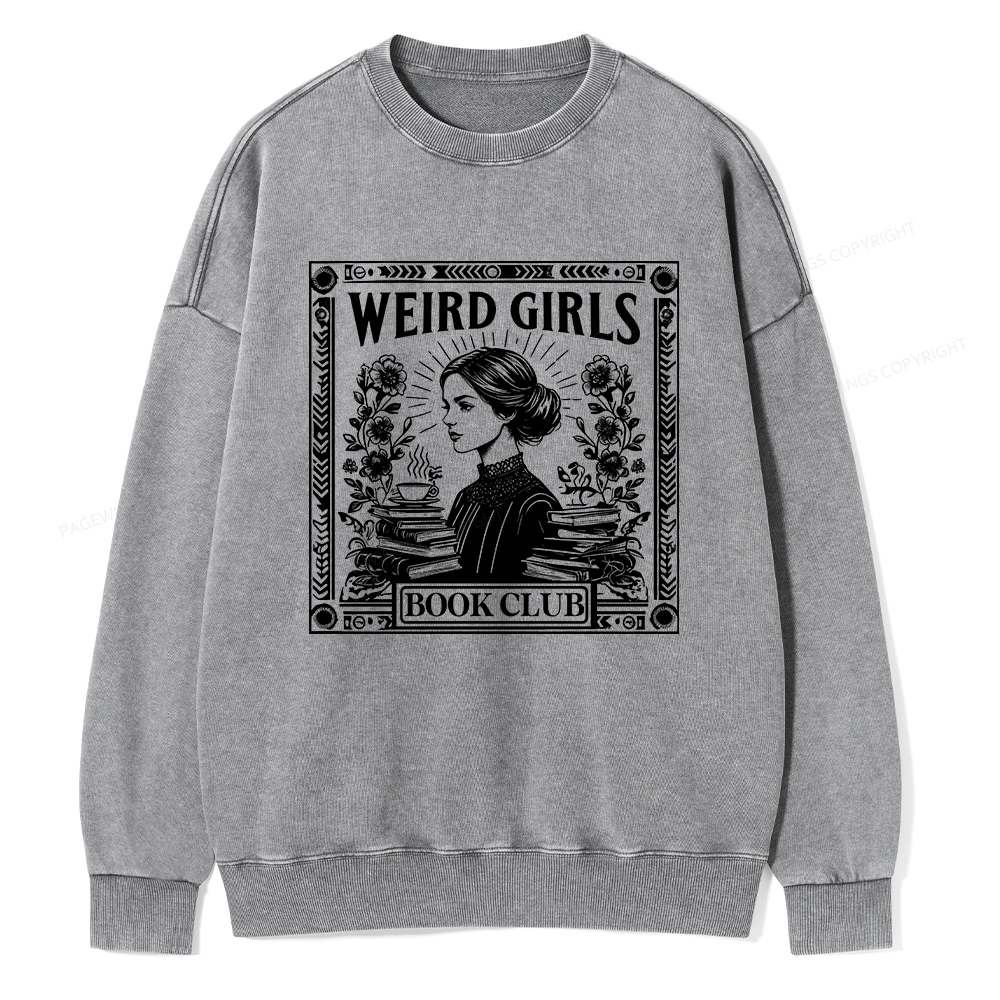 Pagewings Weird Girls Book Club Unisex Washed Sweatshirt
