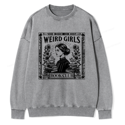 Pagewings Weird Girls Book Club Unisex Washed Sweatshirt