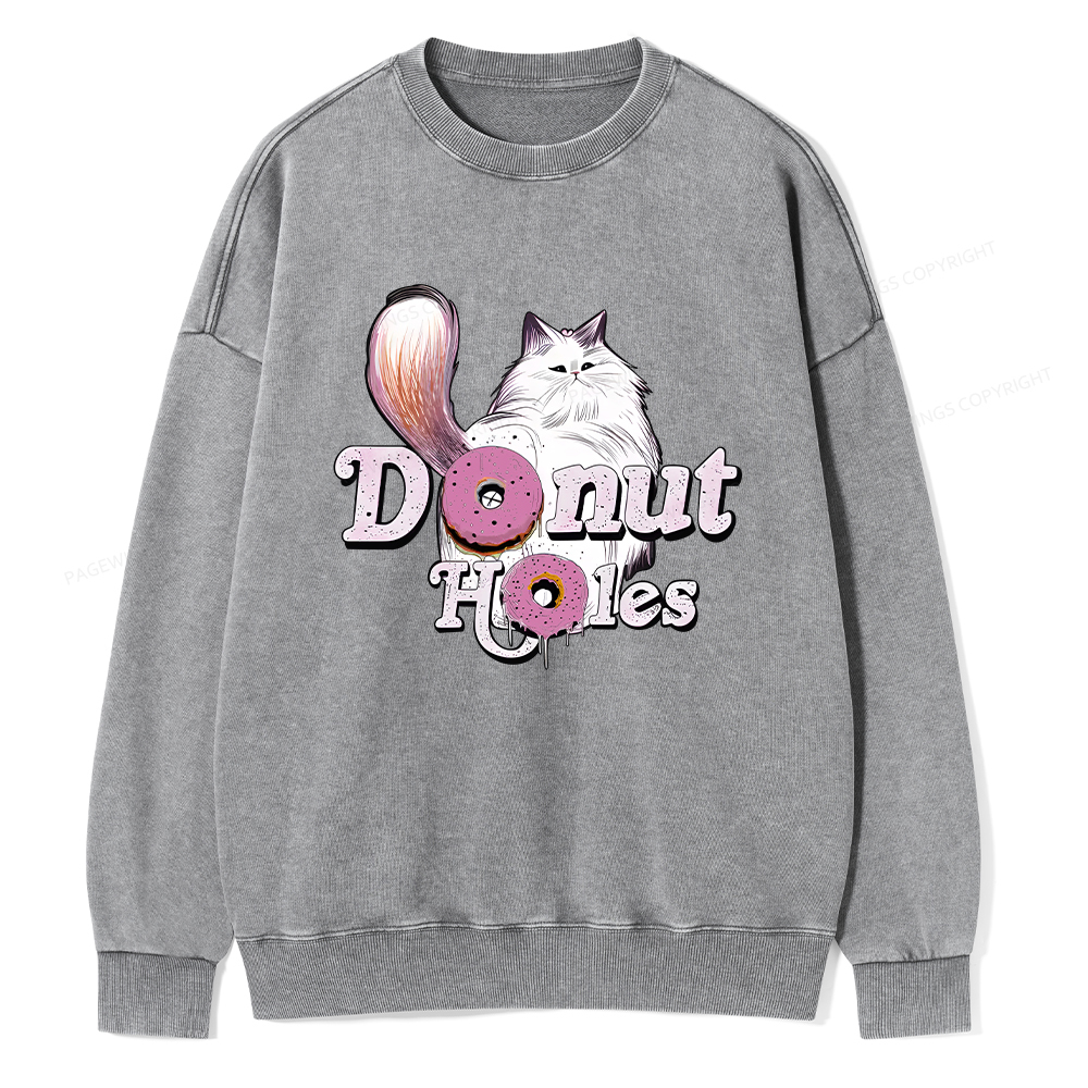 Pagewings Donut Cat Bookish Unisex Washed Sweatshirt