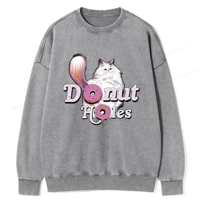 Pagewings Donut Cat Bookish Unisex Washed Sweatshirt