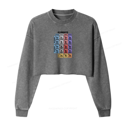 Pagewings Allomantic Women Washed Crop Sweatshirt