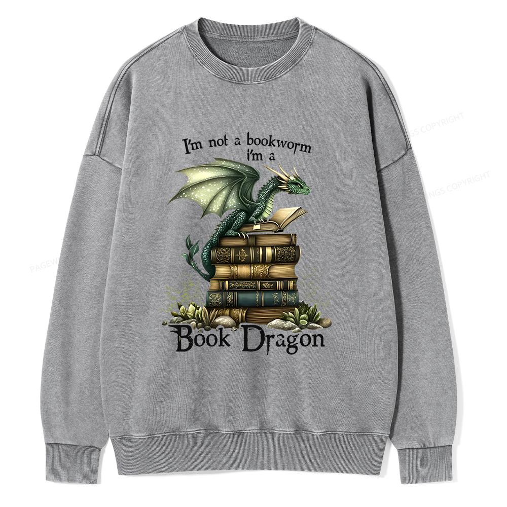 Pagewings Book Dragon Unisex Washed Sweatshirt
