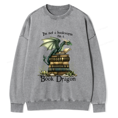 Pagewings Book Dragon Unisex Washed Sweatshirt