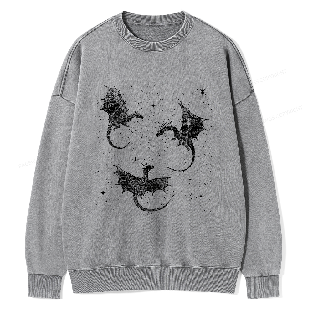 Pagewings Dragon Fantasy Unisex Washed Sweatshirt