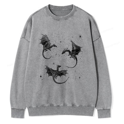 Pagewings Dragon Fantasy Unisex Washed Sweatshirt