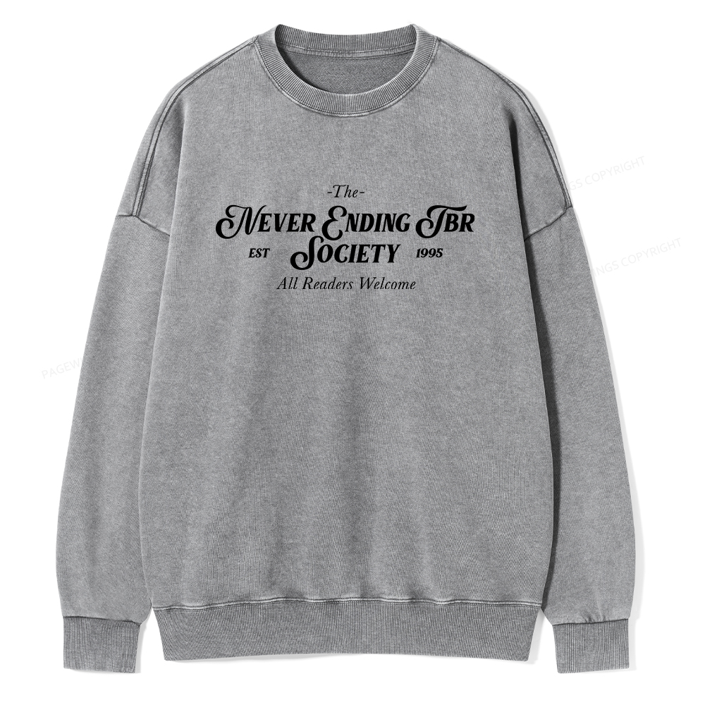 Pagewings Never Ending TBR Society Unisex Washed Sweatshirt