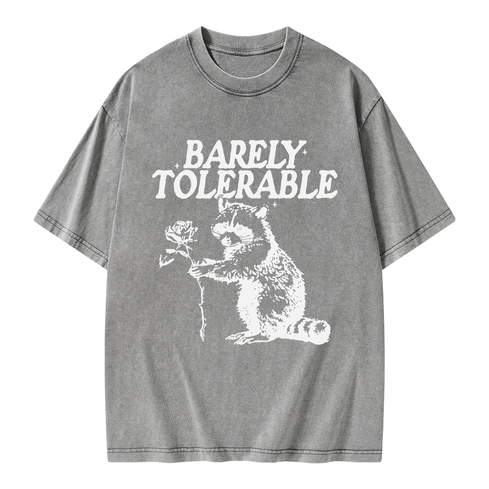 Pagewings Raccoon Barely Tolerable Unisex Washed T-shirt