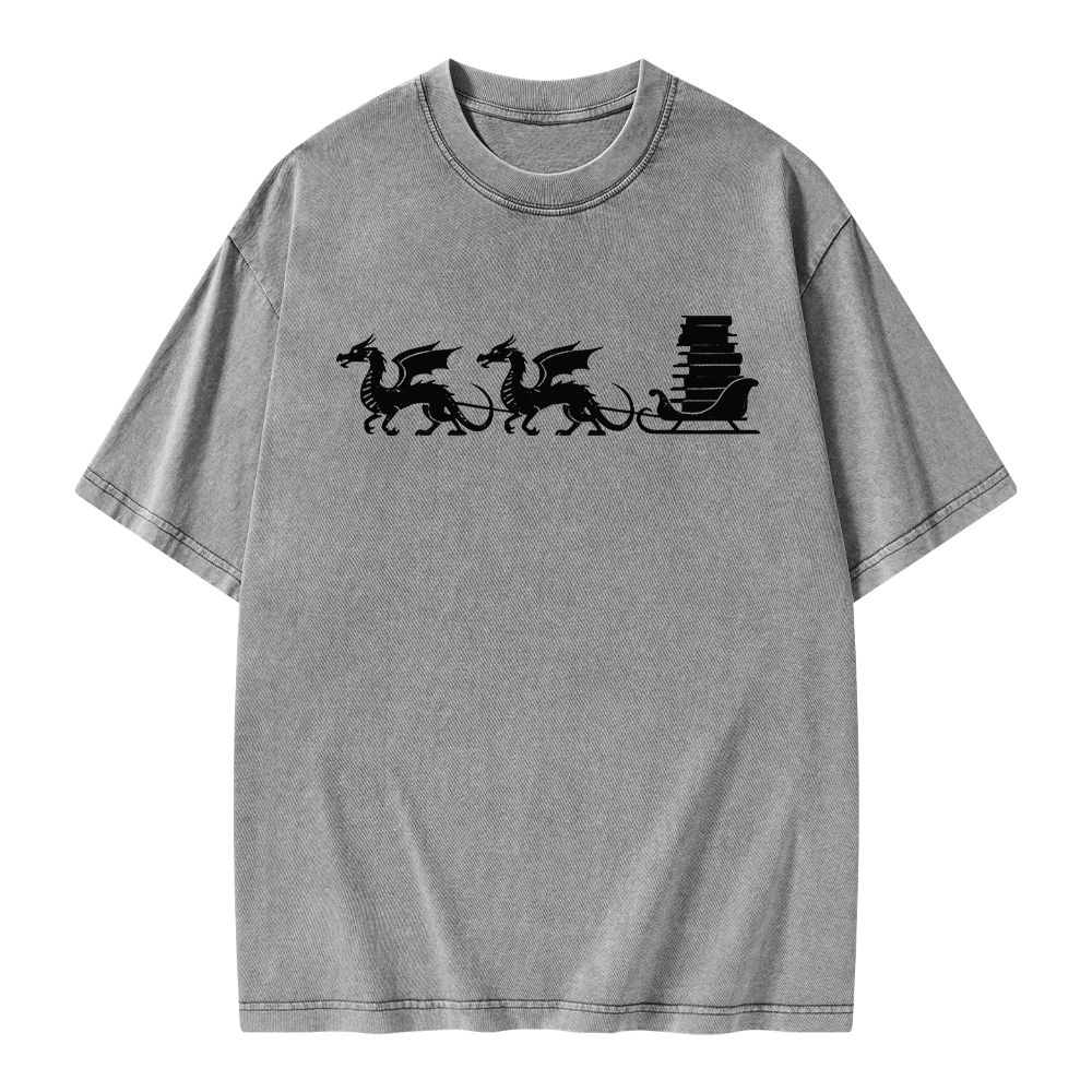 Pagewings Dragon Christmas Unisex Washed T-shirt