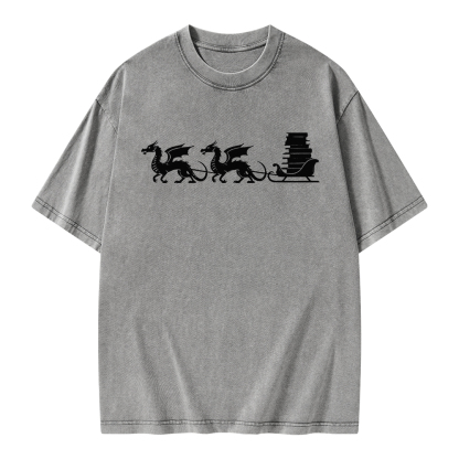 Pagewings Dragon Christmas Unisex Washed T-shirt