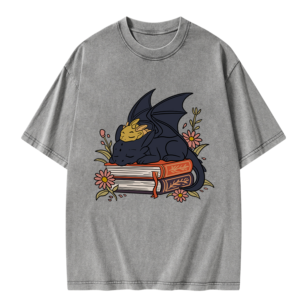 Pagewings Dragon Book Unisex Washed T-shirt