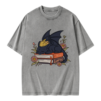 Pagewings Dragon Book Unisex Washed T-shirt