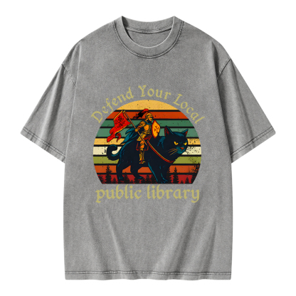 Pagewings Defend Your Local Public Library Unisex Washed T-shirt