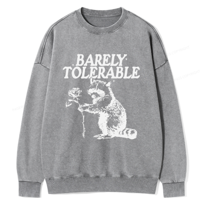 Pagewings Raccoon Barely Tolerable Unisex Washed Sweatshirt