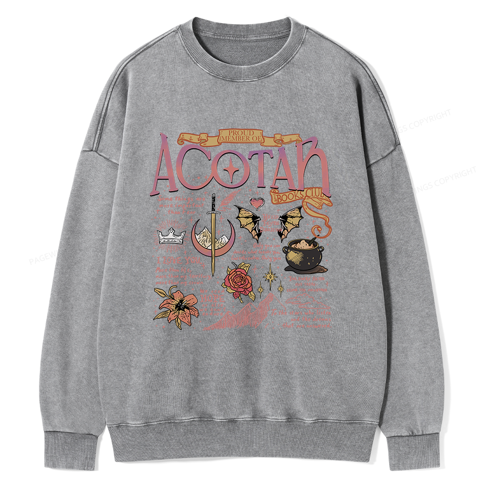 Pagewings Fantasy Book Unisex Washed Sweatshirt