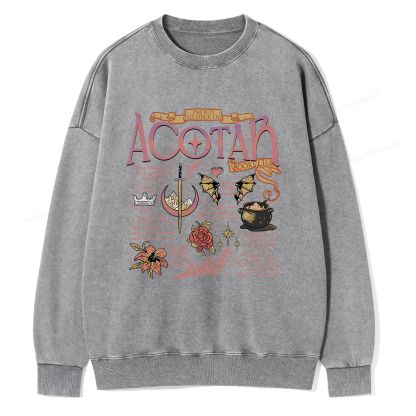 Pagewings Fantasy Book Unisex Washed Sweatshirt