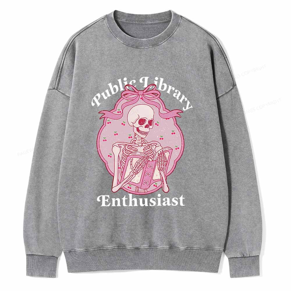Pagewings Public Library Enthusiast  Unisex Washed Sweatshirt