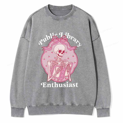 Pagewings Public Library Enthusiast  Unisex Washed Sweatshirt