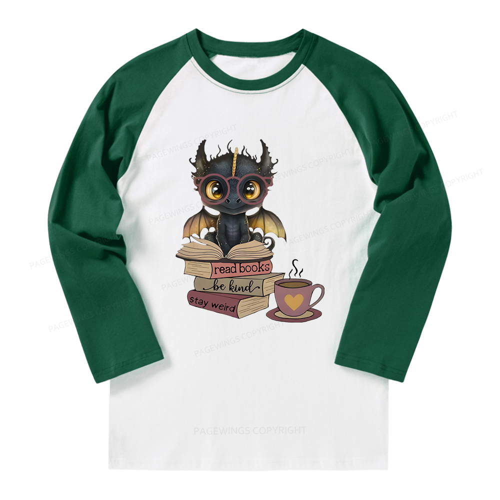Pagewings Fantasy Reading Dargon Long Sleeve Raglan T-shirt