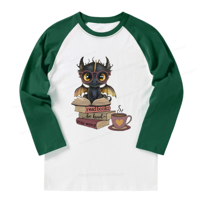 Pagewings Fantasy Reading Dargon Long Sleeve Raglan T-shirt