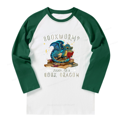 Pagewings Dragon Book Long Sleeve Raglan T-shirt