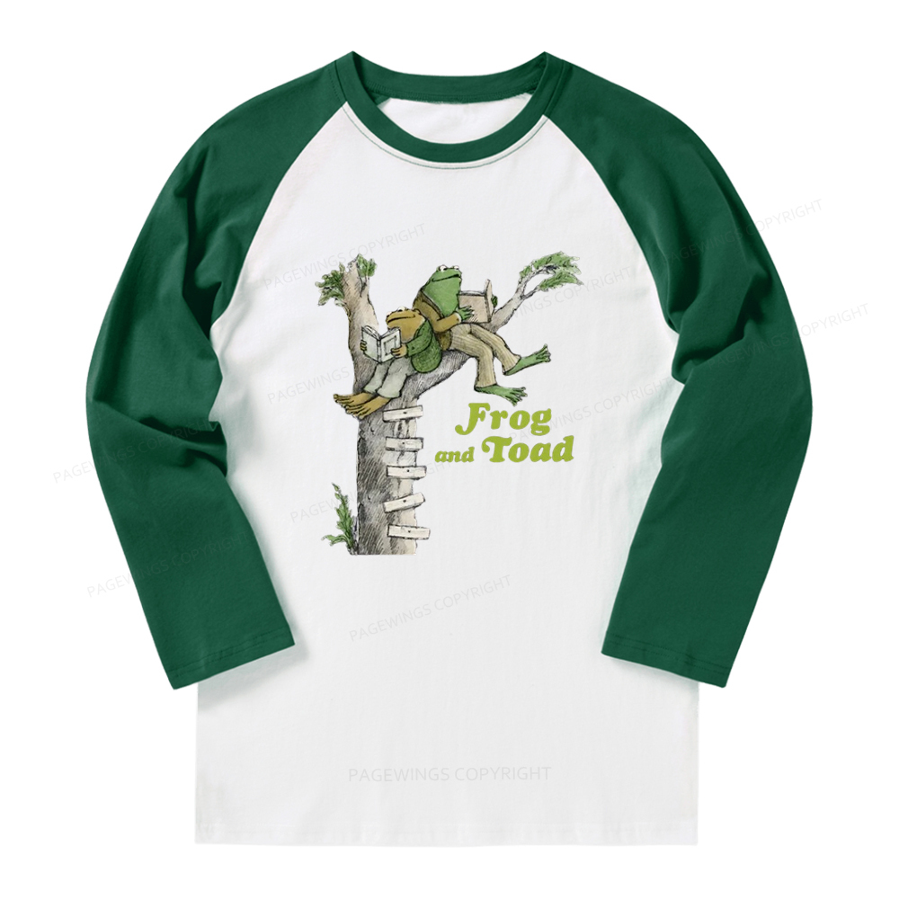 Pagewings The Growing Frog Old Book Long Sleeve Raglan T-shirt
