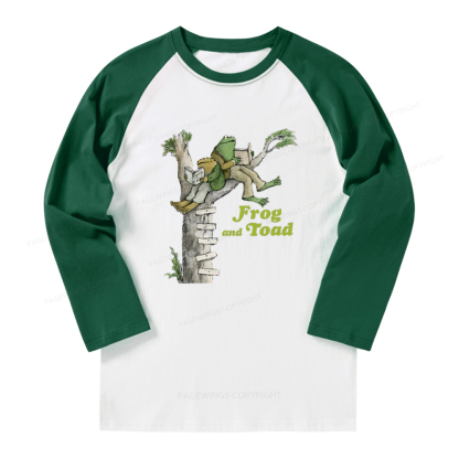 Pagewings The Growing Frog Old Book Long Sleeve Raglan T-shirt
