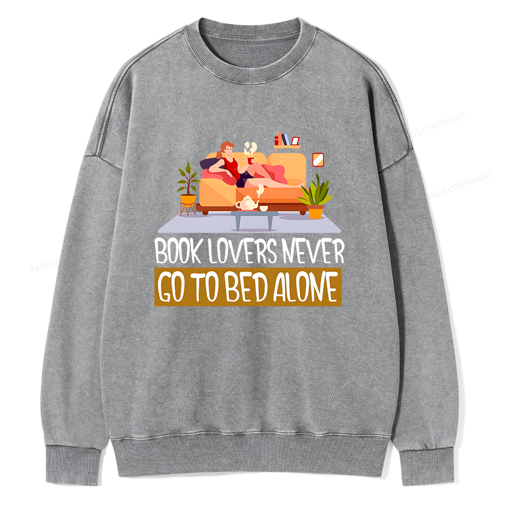 Pagewings Book Lovers Never Go To Bed Unisex Washed Sweatshirt
