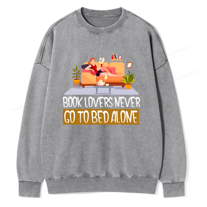 Pagewings Book Lovers Never Go To Bed Unisex Washed Sweatshirt
