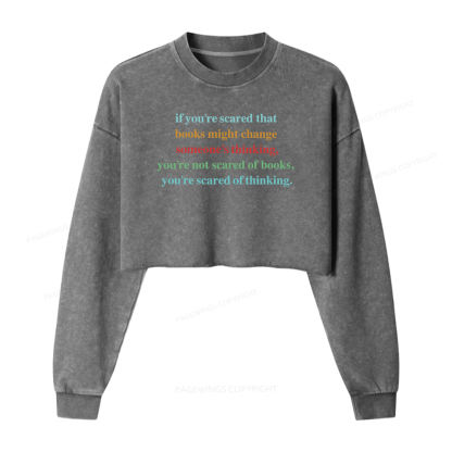 Pagewings Censorship Social Justice Women Washed Crop Sweatshirt