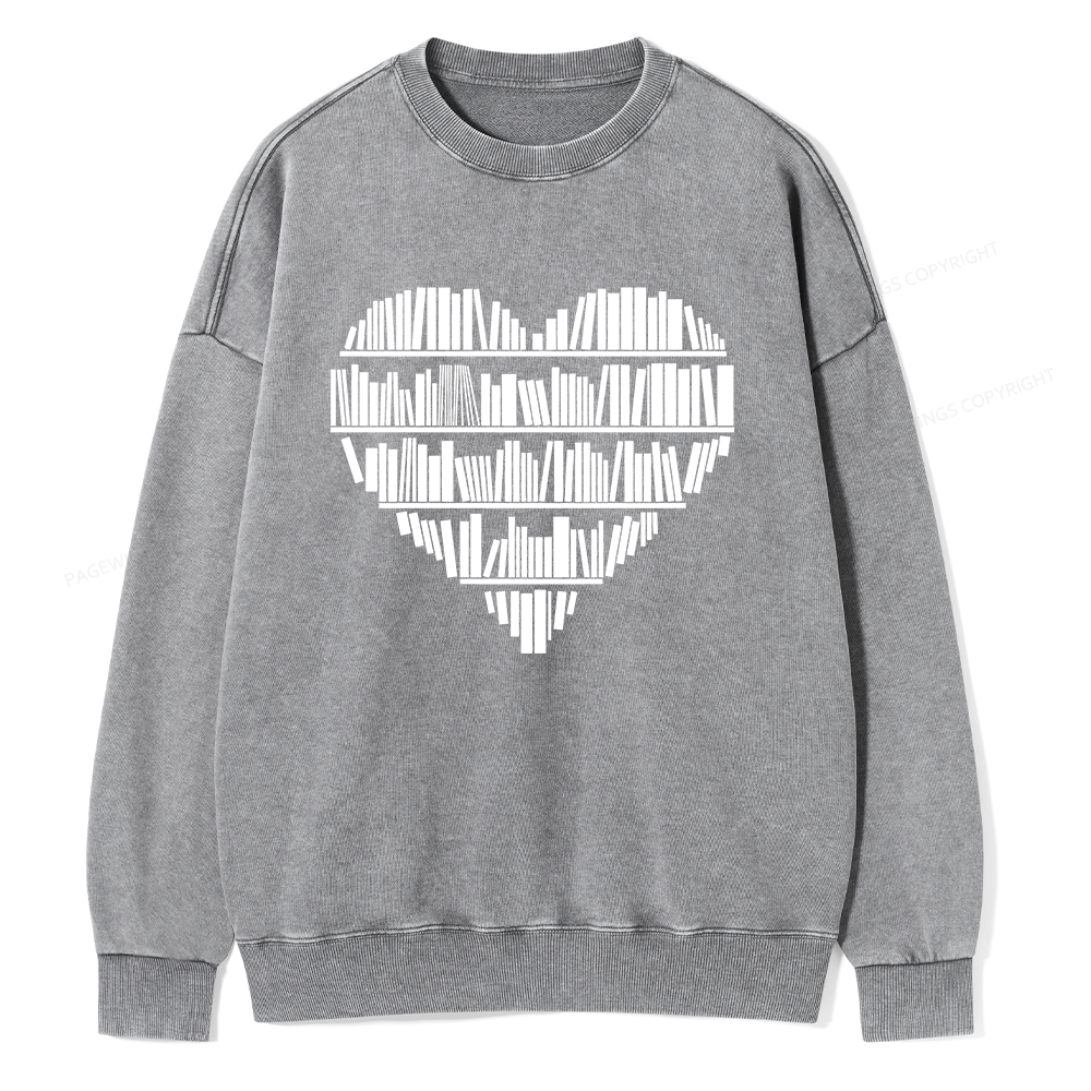 Pagewings Book Lover Valentine's Day Unisex Washed Sweatshirt