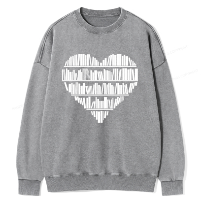 Pagewings Book Lover Valentine's Day Unisex Washed Sweatshirt
