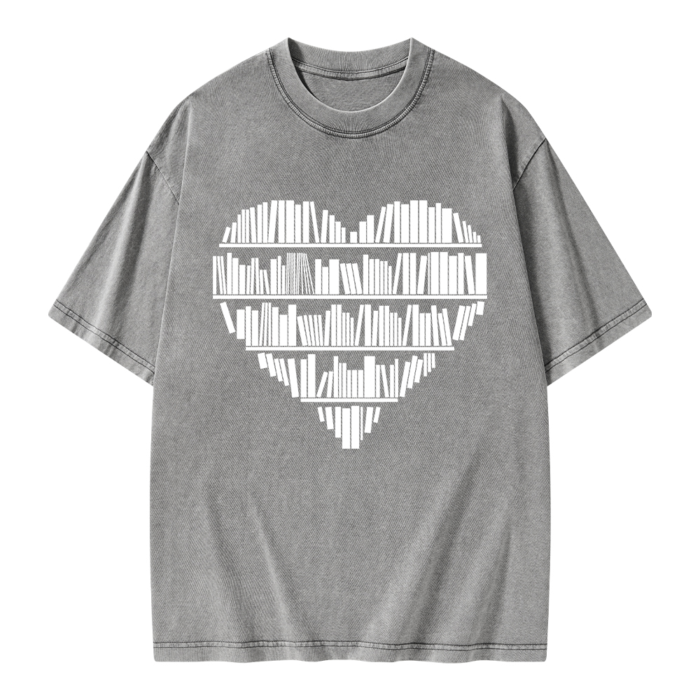 Pagewings Book Lover Valentine's Day Unisex Washed T-shirt