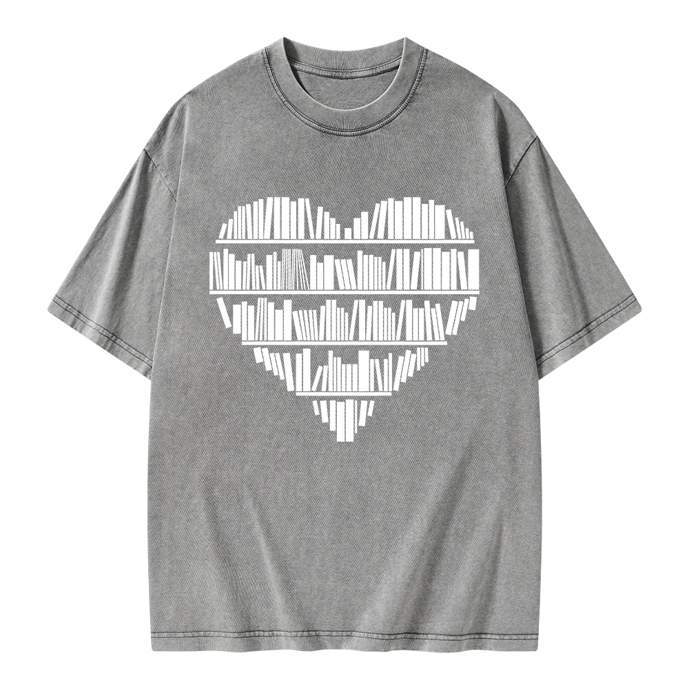 Pagewings Book Lover Valentine's Day Unisex Washed T-shirt
